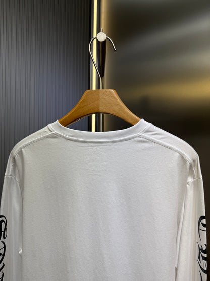 CHROME HEARTS neck logo T-shirt black x white