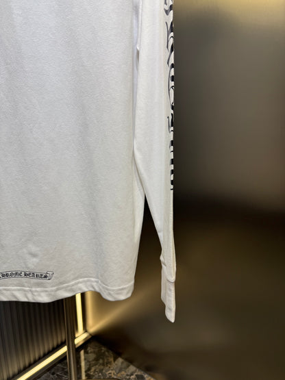 CHROME HEARTS neck logo T-shirt black x white