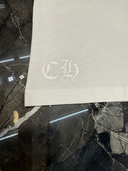 CHROME HEARTS neck logo T-shirt black x white
