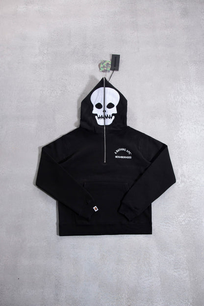 BAPE X NBHD TWO FACE HALF ZIP PULLOVER HOODIE