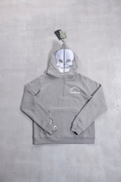 BAPE X NBHD TWO FACE HALF ZIP PULLOVER HOODIE