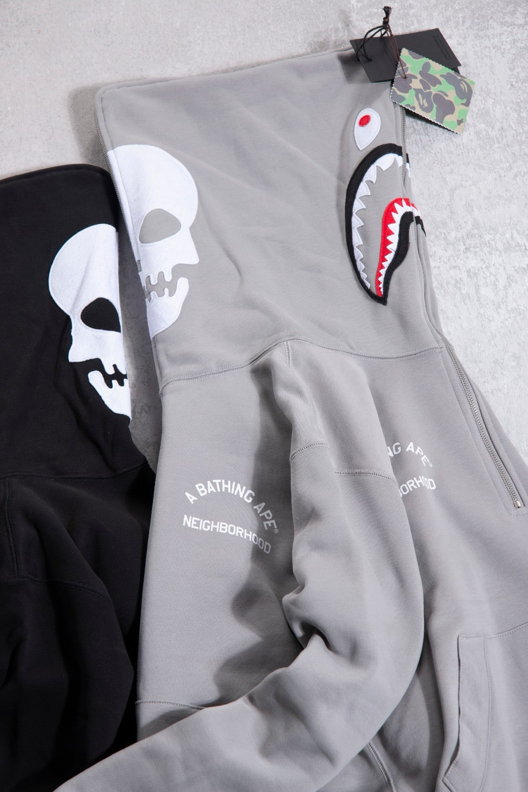 BAPE X NBHD TWO FACE HALF ZIP PULLOVER HOODIE