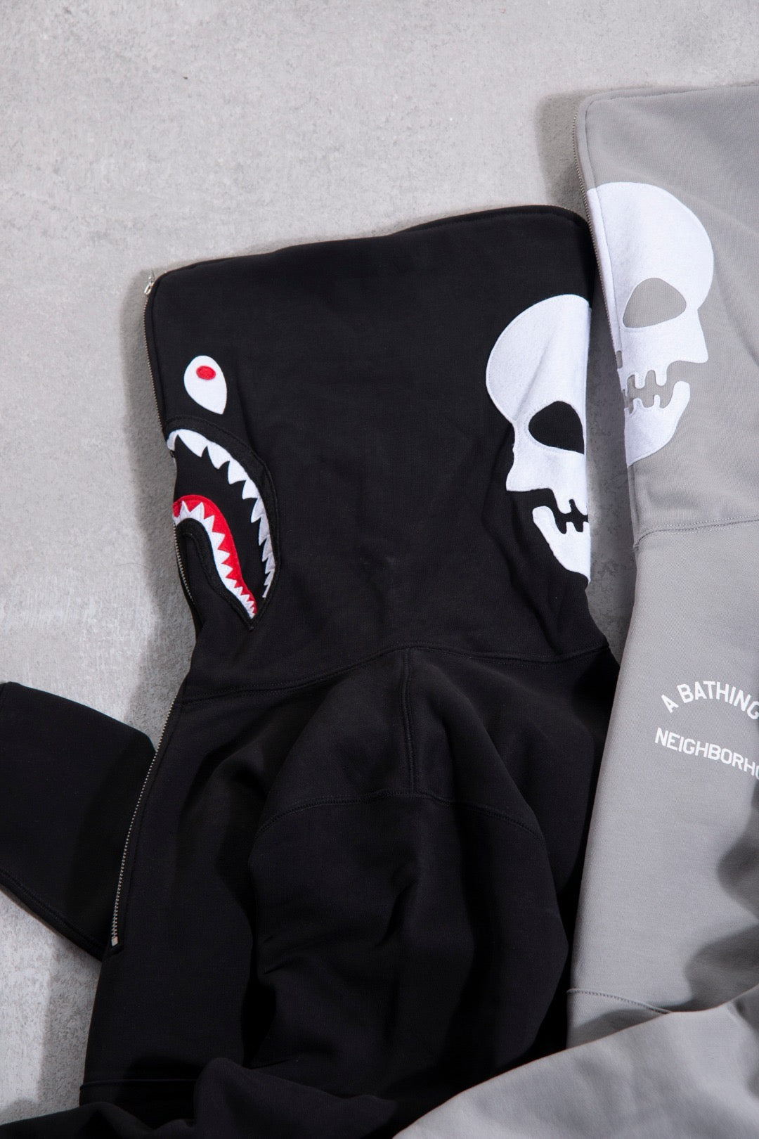 BAPE X NBHD TWO FACE HALF ZIP PULLOVER HOODIE