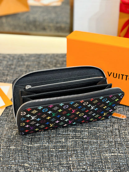 Louis Vuitton Monogram Multicolor Zippy Wallet Round Zipper Long Wallet