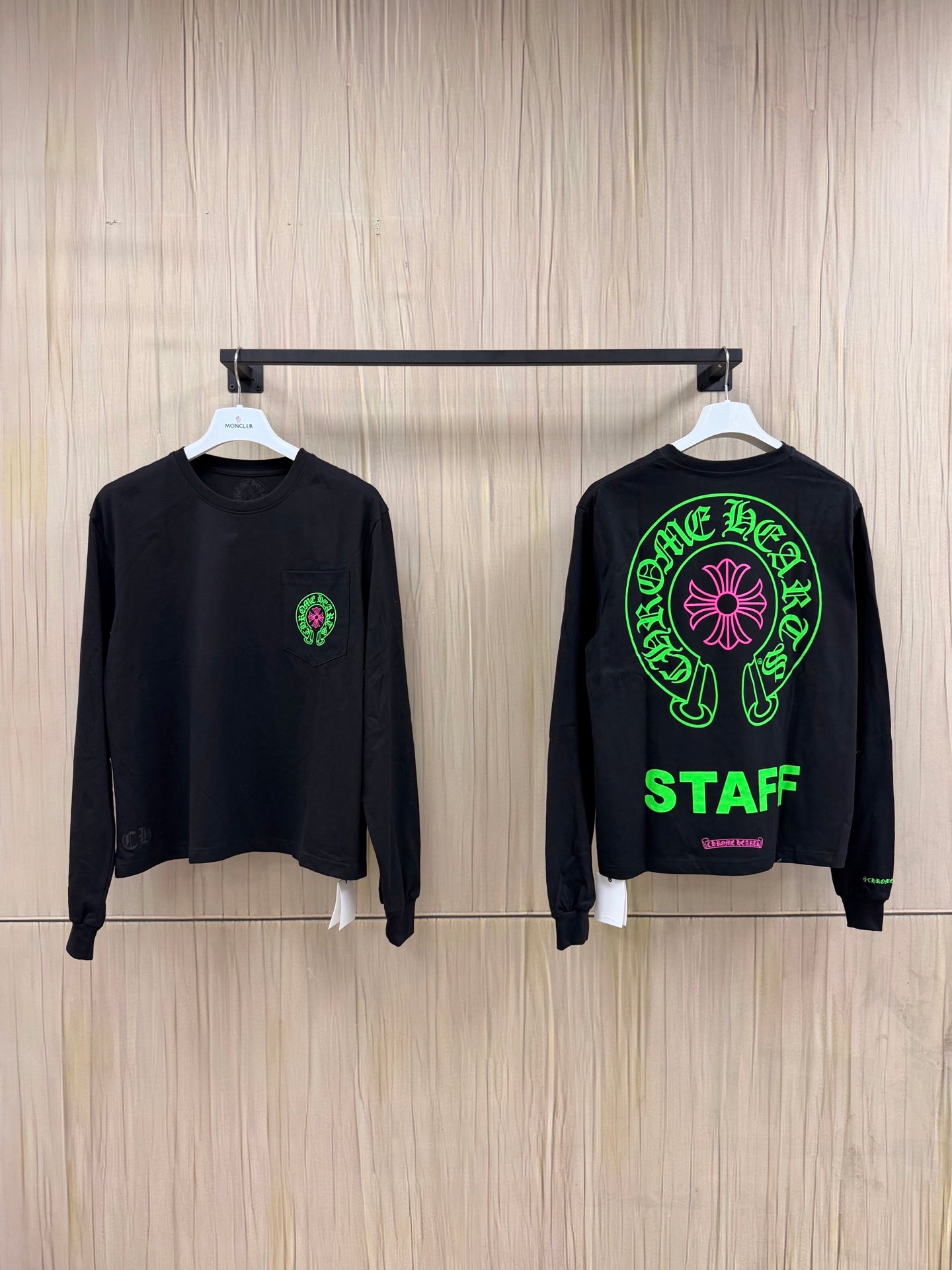 Chrome Hearts Horseshoe Staff L/S T-Shirt Black/Green/Pink