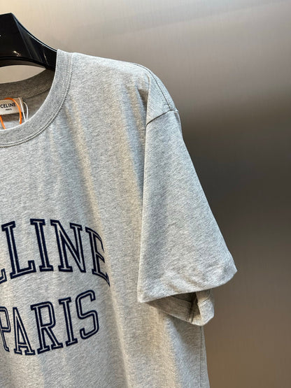 CELINE Cotton Jersey Loose T-Shirt in Grey