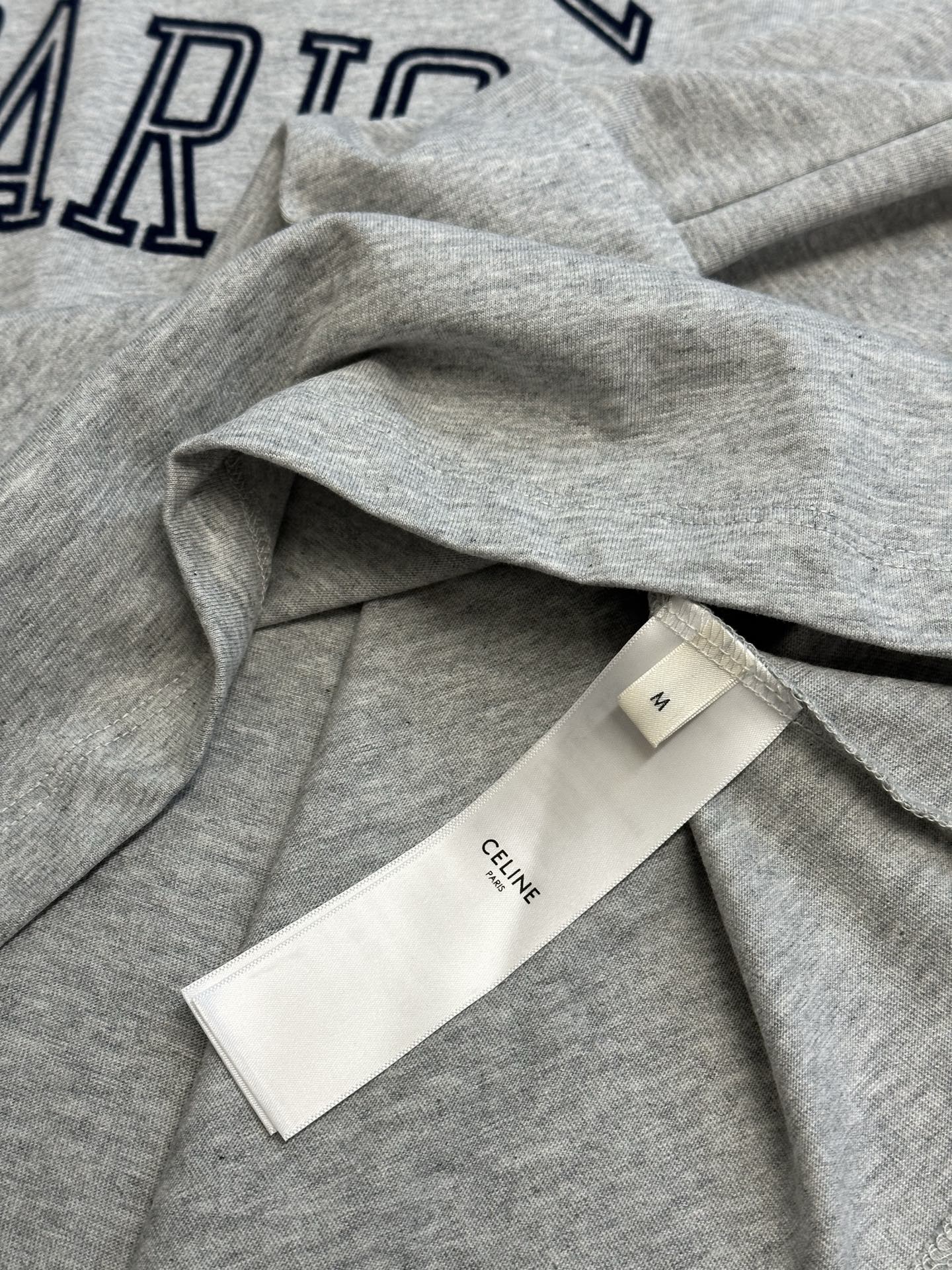 CELINE Cotton Jersey Loose T-Shirt in Grey