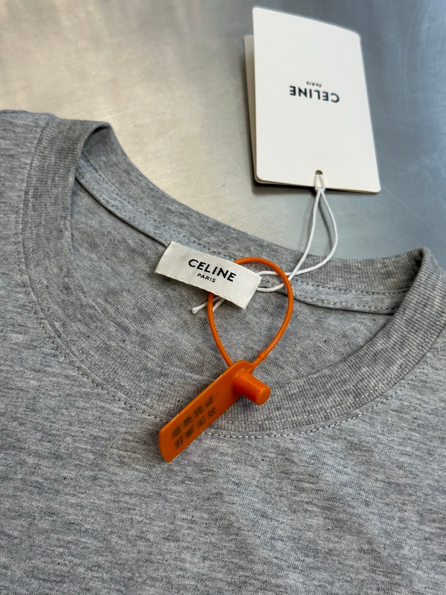 CELINE Cotton Jersey Loose T-Shirt in Grey
