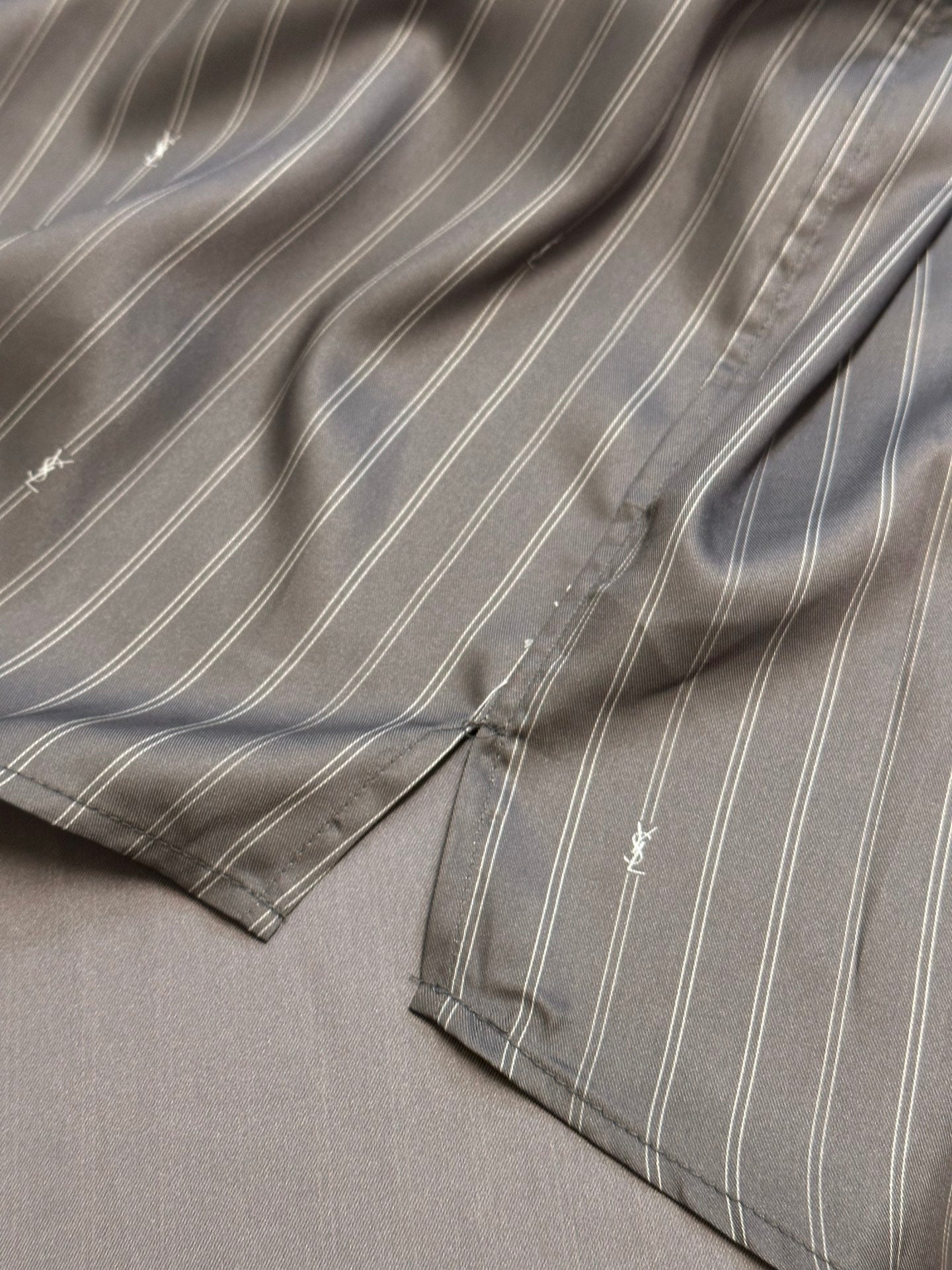 Saint Laurent CASSANDRE striped silk crepe de chine shirt, grey