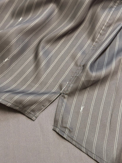 Saint Laurent CASSANDRE striped silk crepe de chine shirt, grey