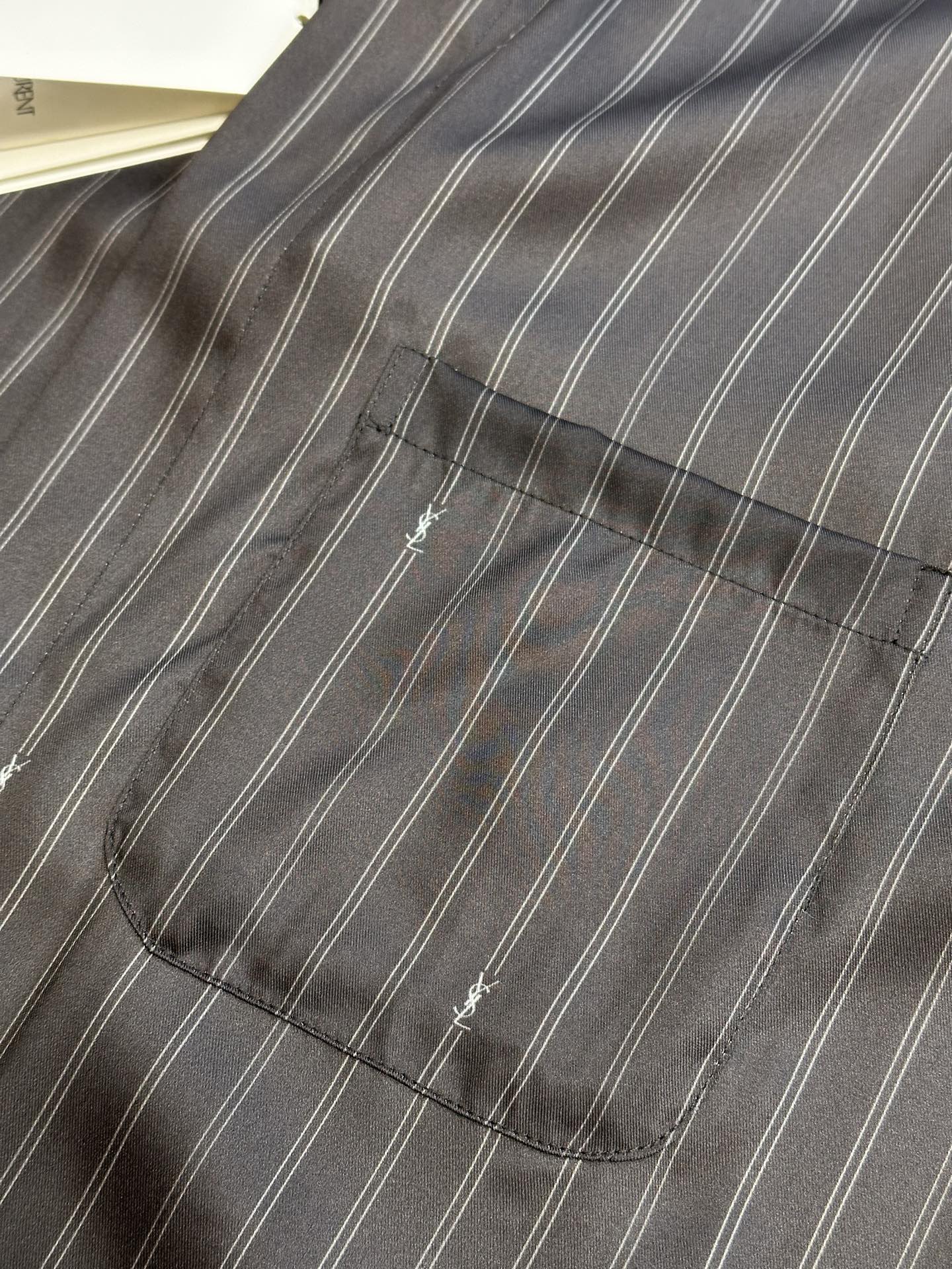 Saint Laurent CASSANDRE striped silk crepe de chine shirt, grey