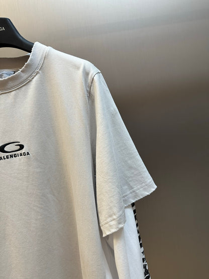 Balenciaga Hybrid Double T-shirt for men in light grey/white