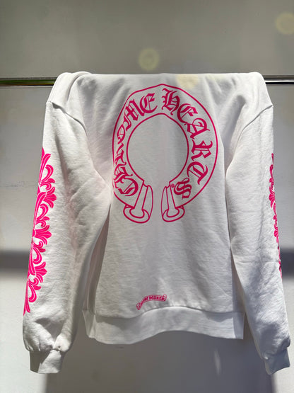 Chrome Hearts White Magenta Horseshoe Hoodie