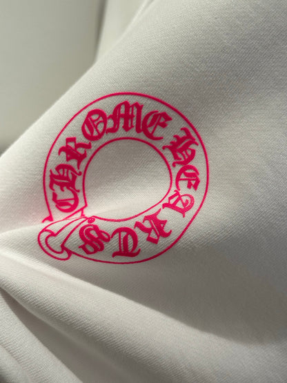 Chrome Hearts White Magenta Horseshoe Hoodie