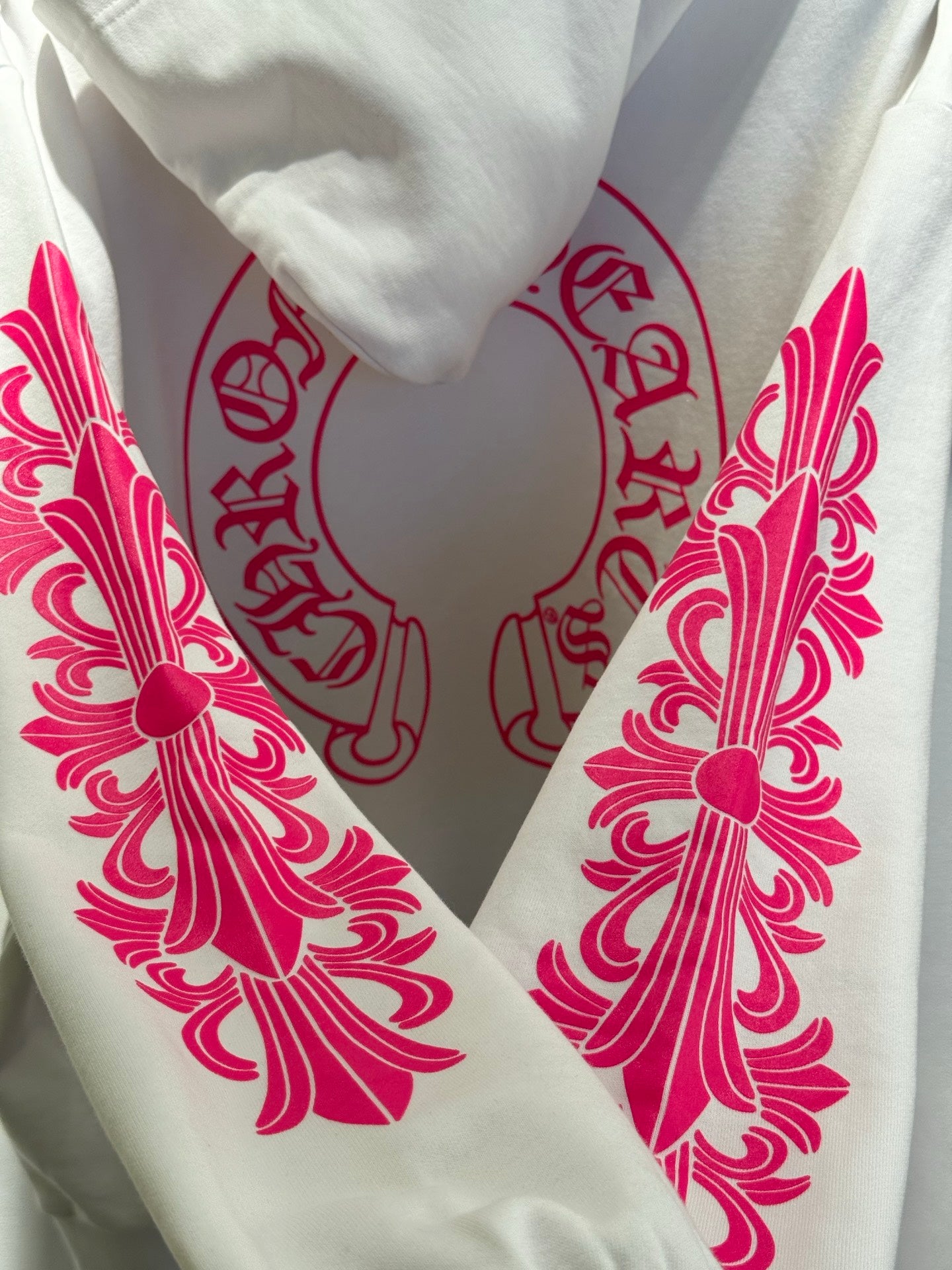 Chrome Hearts White Magenta Horseshoe Hoodie