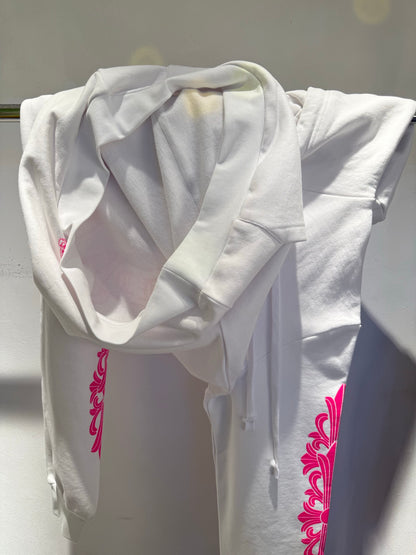 Chrome Hearts White Magenta Horseshoe Hoodie