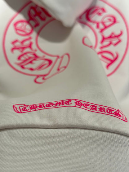 Chrome Hearts White Magenta Horseshoe Hoodie