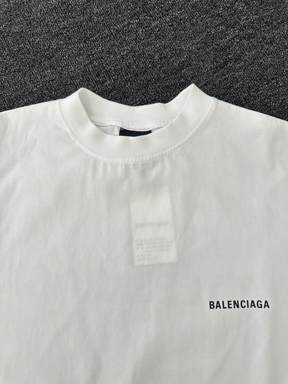 BALENCIAGA MENS Logo T-shirt Medium Fit "White"