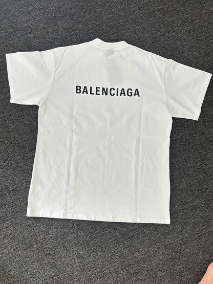 BALENCIAGA MENS Logo T-shirt Medium Fit "White"