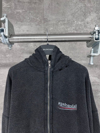 BALENCIAGA Political Campaign Inside-out Zip-up Hoodie