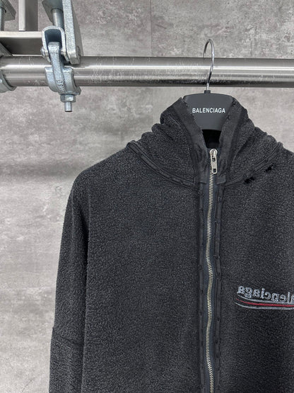 BALENCIAGA Political Campaign Inside-out Zip-up Hoodie
