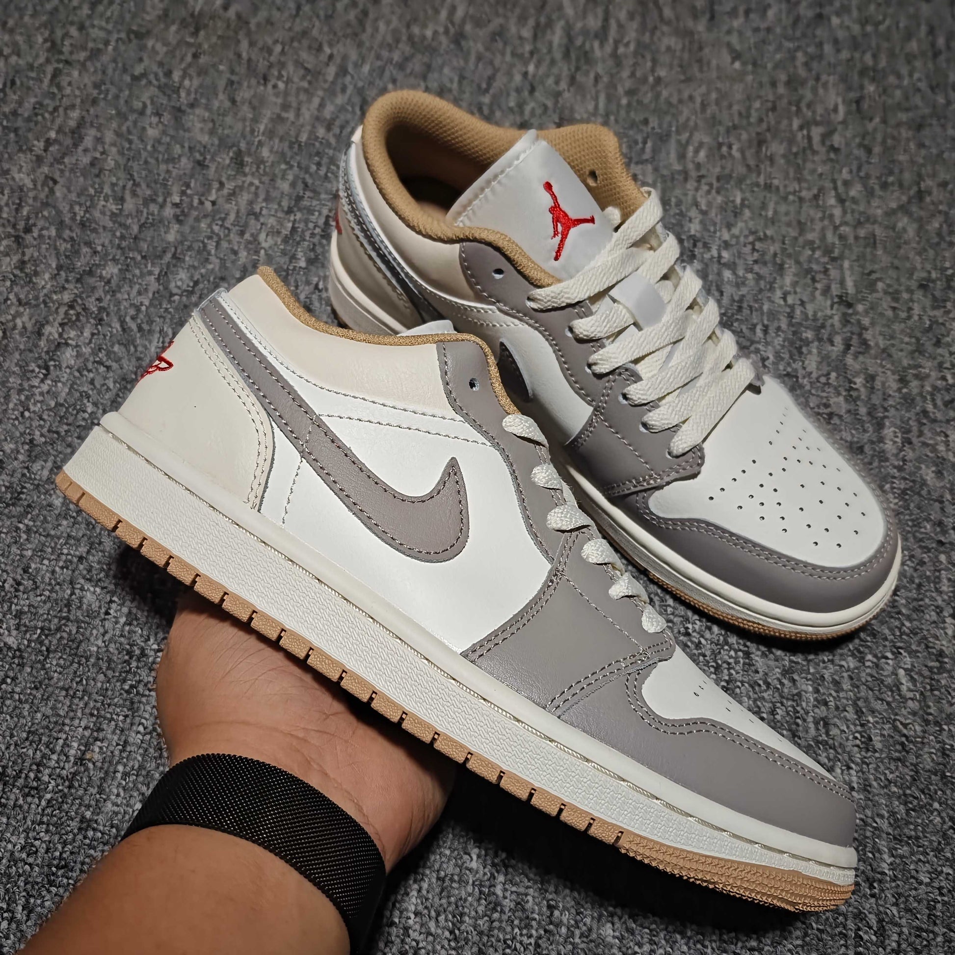 Nike Air Jordan 1 Low "Sail/Fire Red/College Grey/Hemp/Pale Ivory"