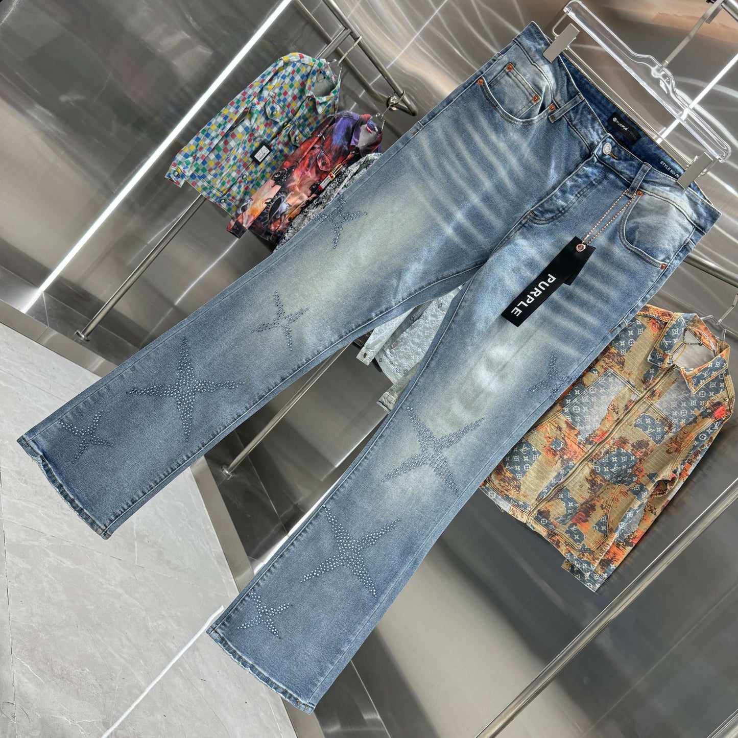 Purple Brand Rhinestone-Embellished Straight Leg Jeans