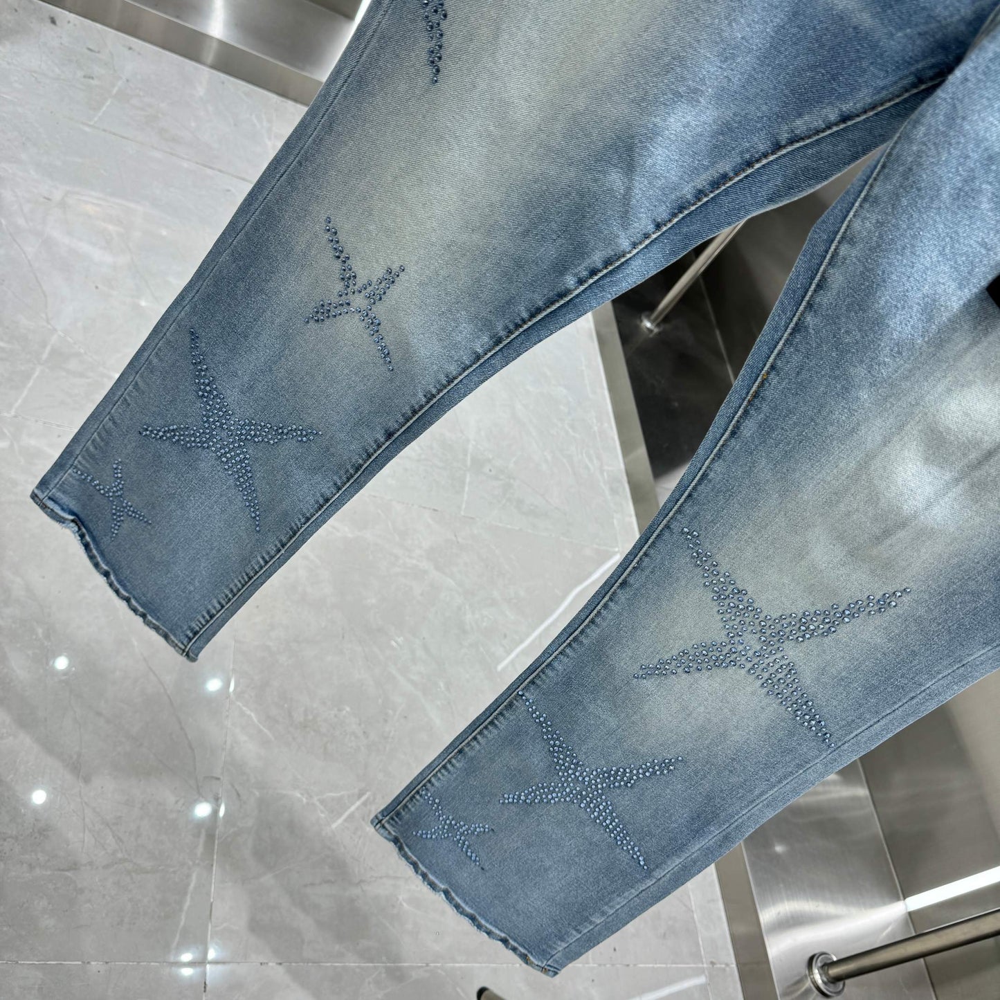 Purple Brand Rhinestone-Embellished Straight Leg Jeans
