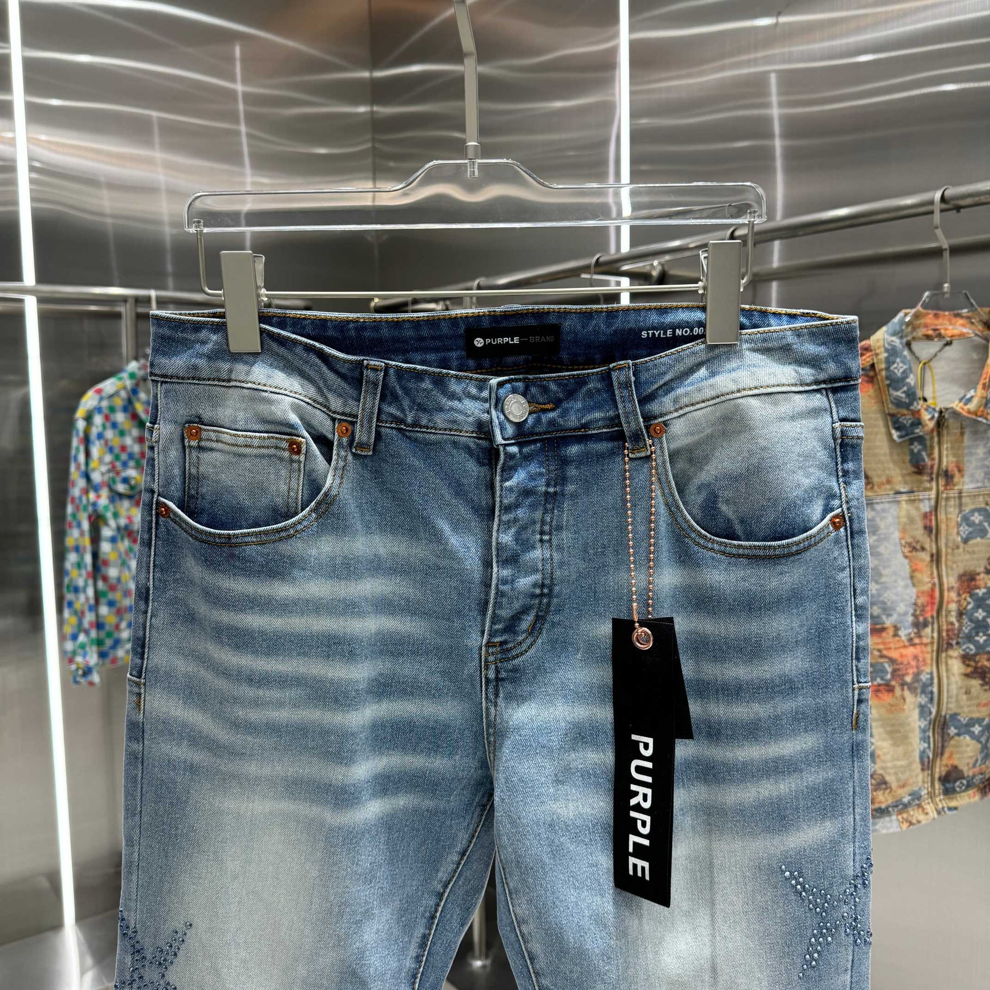 Purple Brand Rhinestone-Embellished Straight Leg Jeans