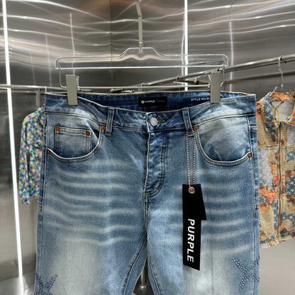 Purple Brand Rhinestone-Embellished Straight Leg Jeans