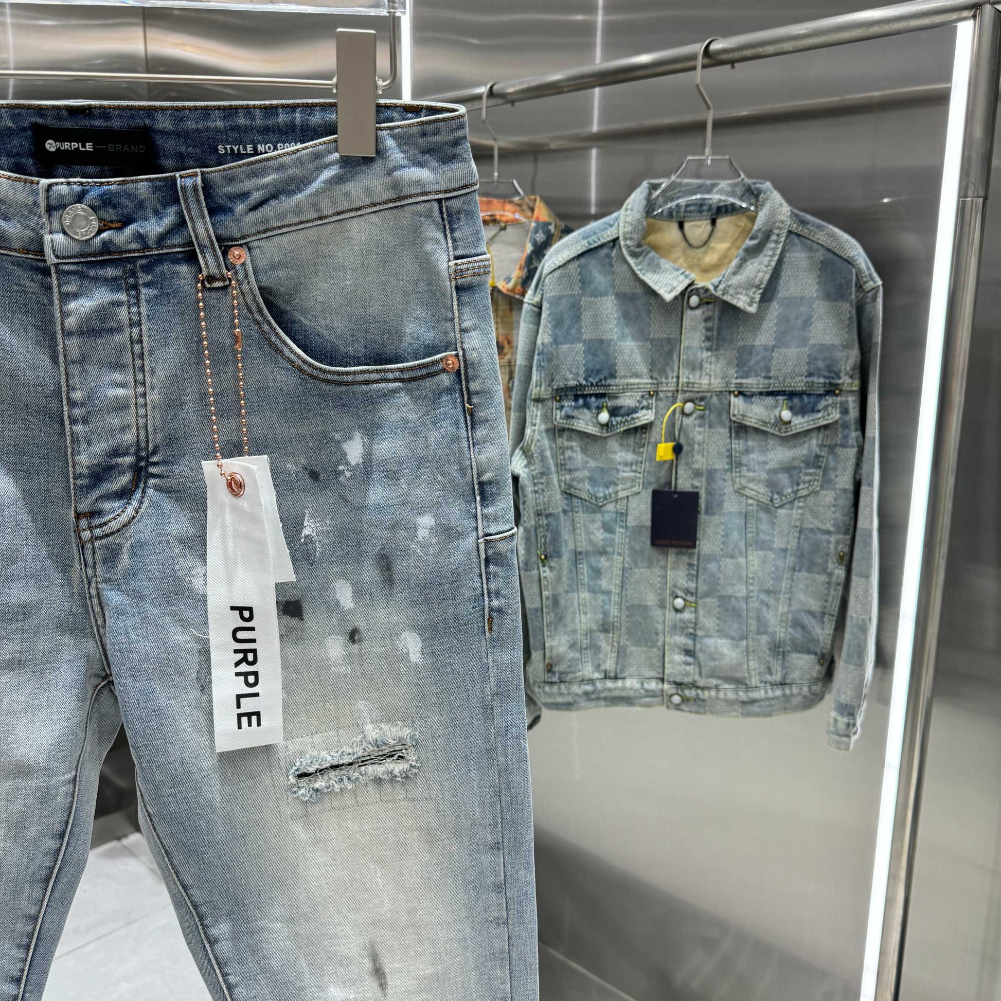 PURPLE BRAND P001 Painted Blowout Slim Jeans
