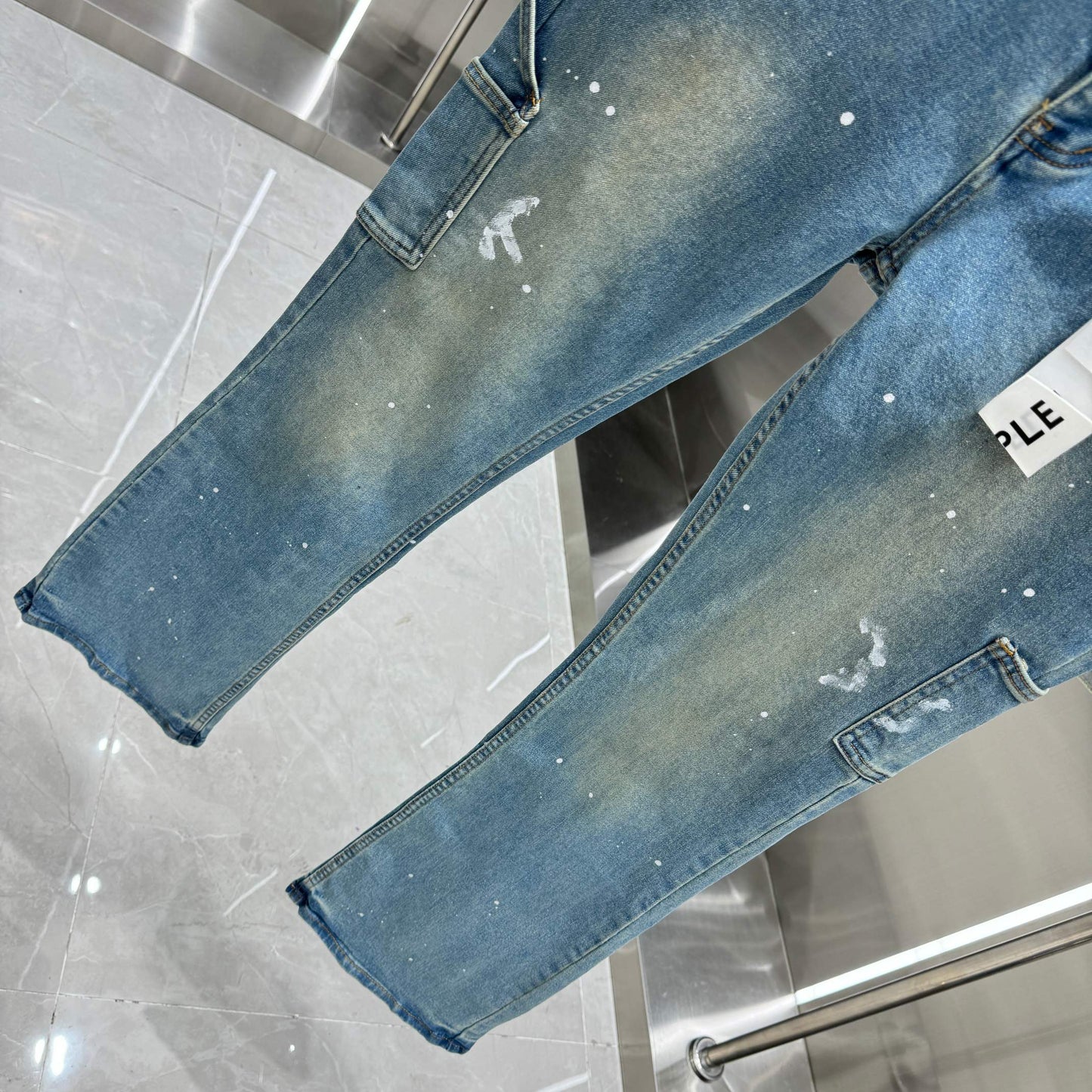Purple Brand Splash Paint Effect Pants