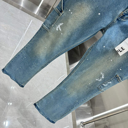 Purple Brand Splash Paint Effect Pants