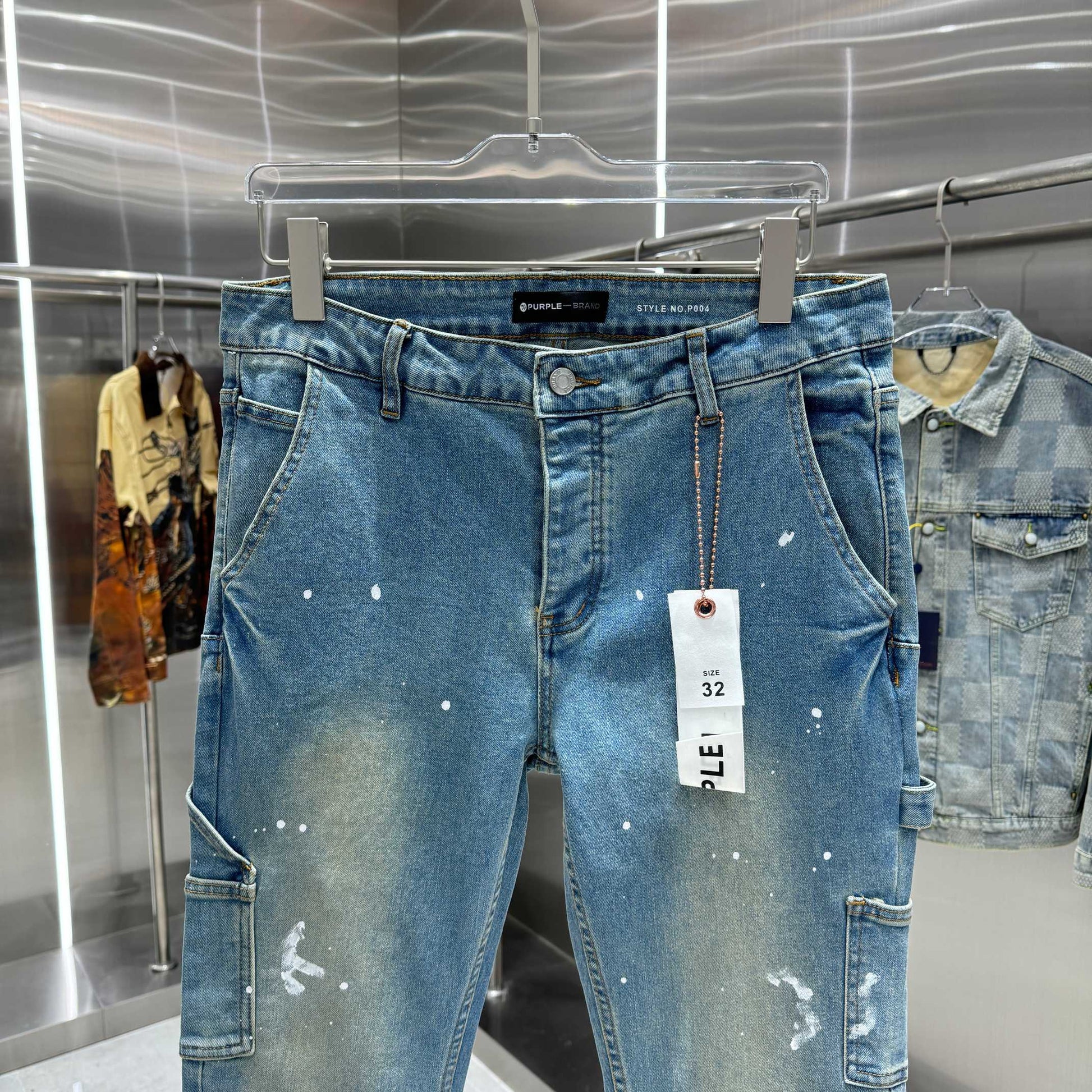 Purple Brand Splash Paint Effect Pants