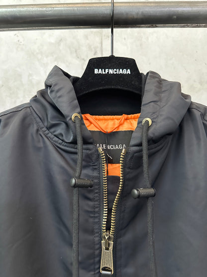 Balenciaga Men's Tape Type Light Hooded Bomber in Black