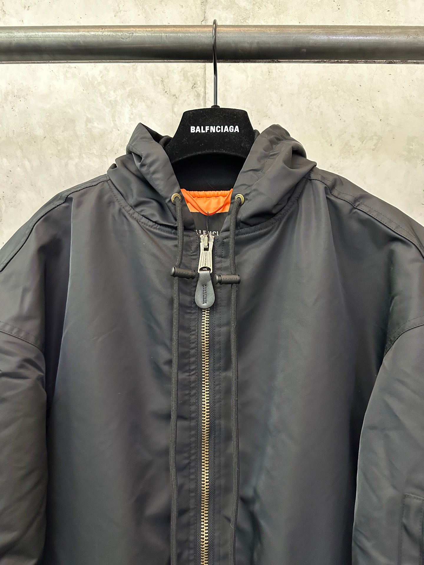 Balenciaga Men's Tape Type Light Hooded Bomber in Black
