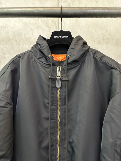 Balenciaga Men's Tape Type Light Hooded Bomber in Black