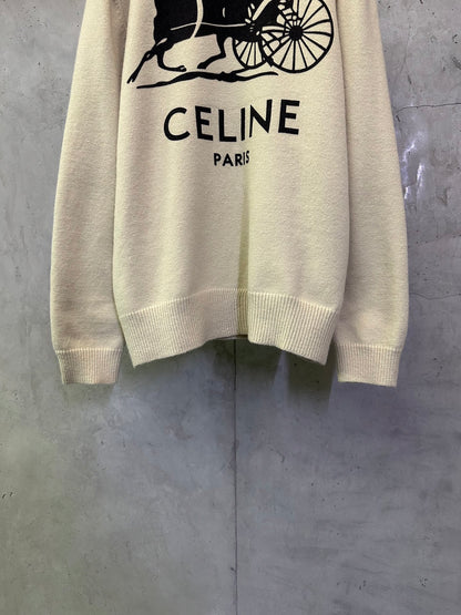 CELINE Crewneck Sweater 'White/Black'