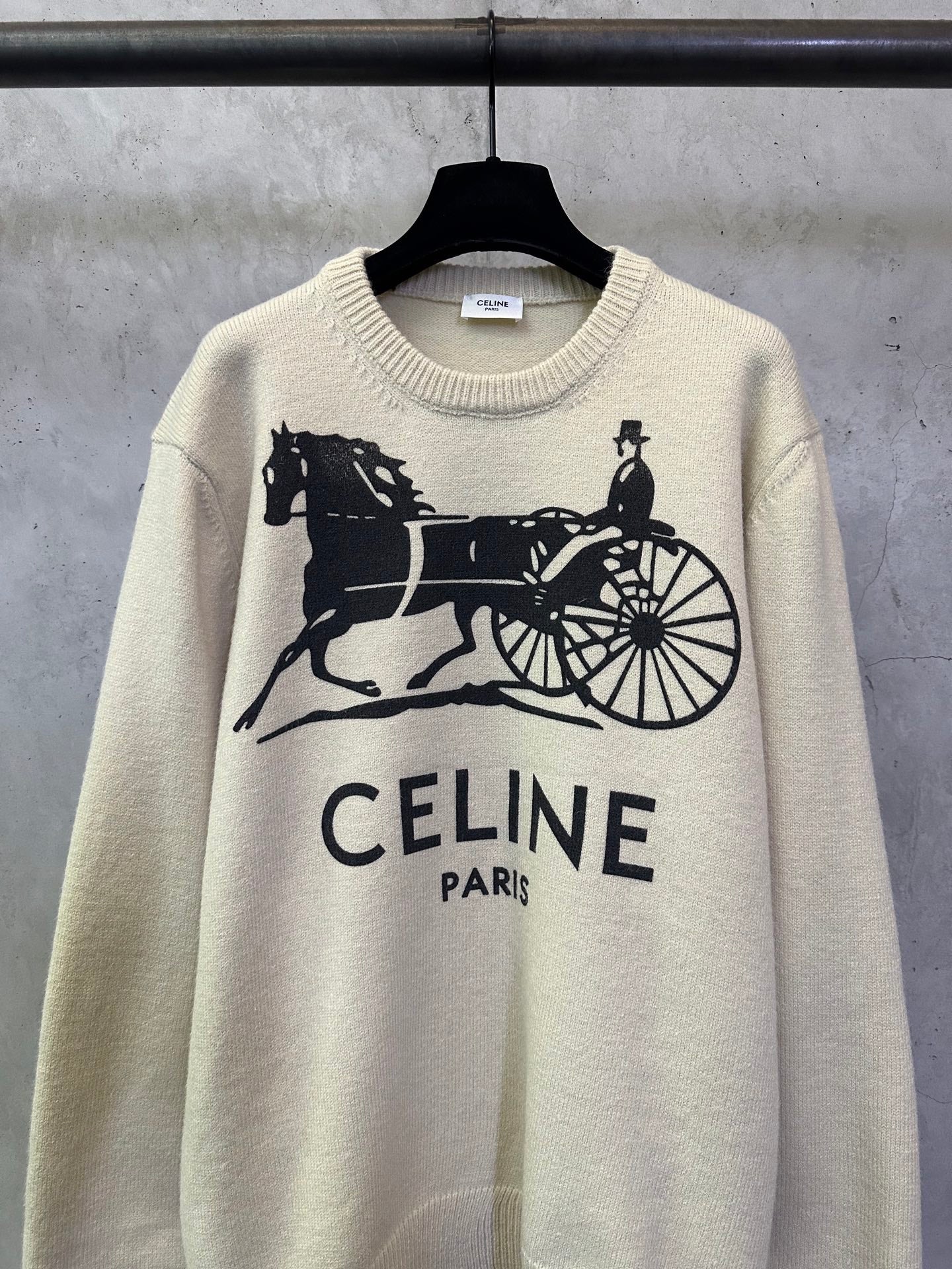CELINE Crewneck Sweater 'White/Black'