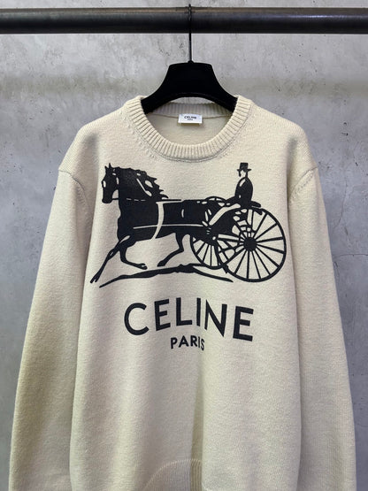 CELINE Crewneck Sweater 'White/Black'