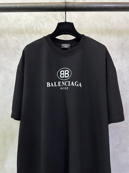 Balenciaga Men's Balenciaga Logo Printing Round Neck Short Sleeve