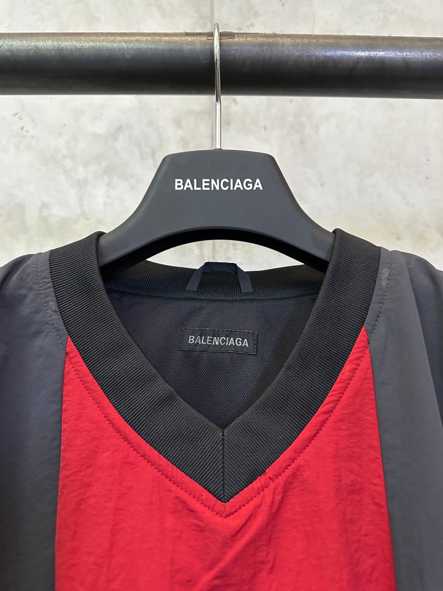 Balenciaga Men's Outerwear Long Sleeve Top in Lipstick Red/black