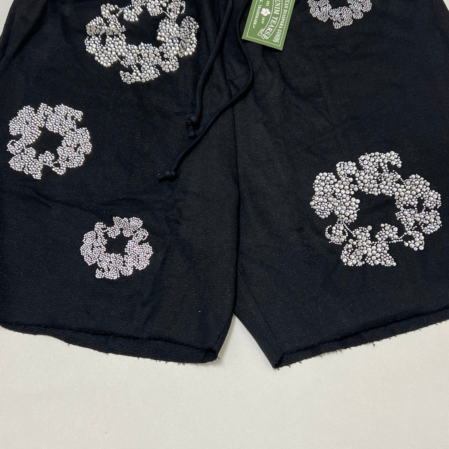 Denim Tears Cashmere Swarovski Cotton Wreath Shorts 'Black'
