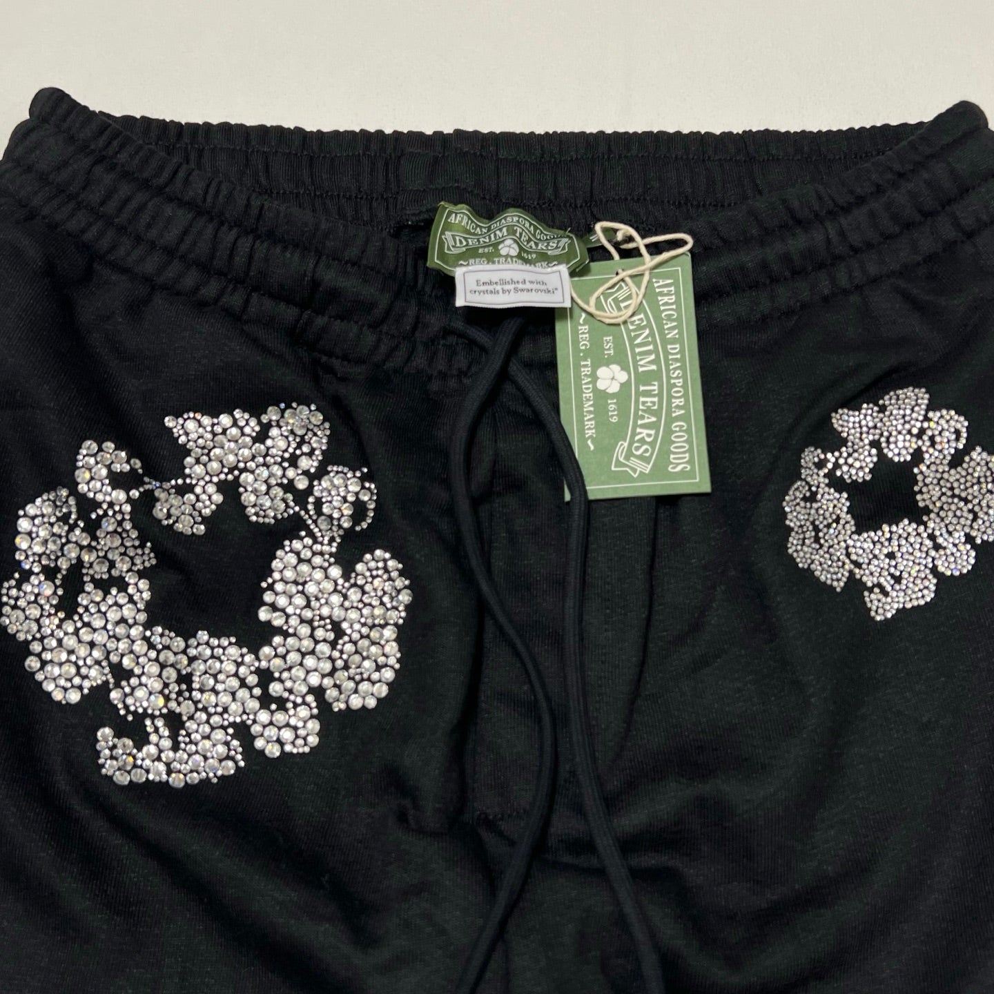 Denim Tears Cashmere Swarovski Cotton Wreath Shorts 'Black'