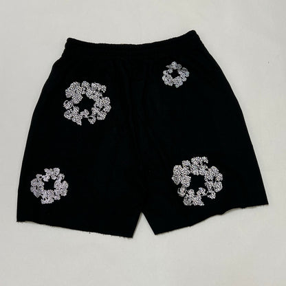 Denim Tears Cashmere Swarovski Cotton Wreath Shorts 'Black'