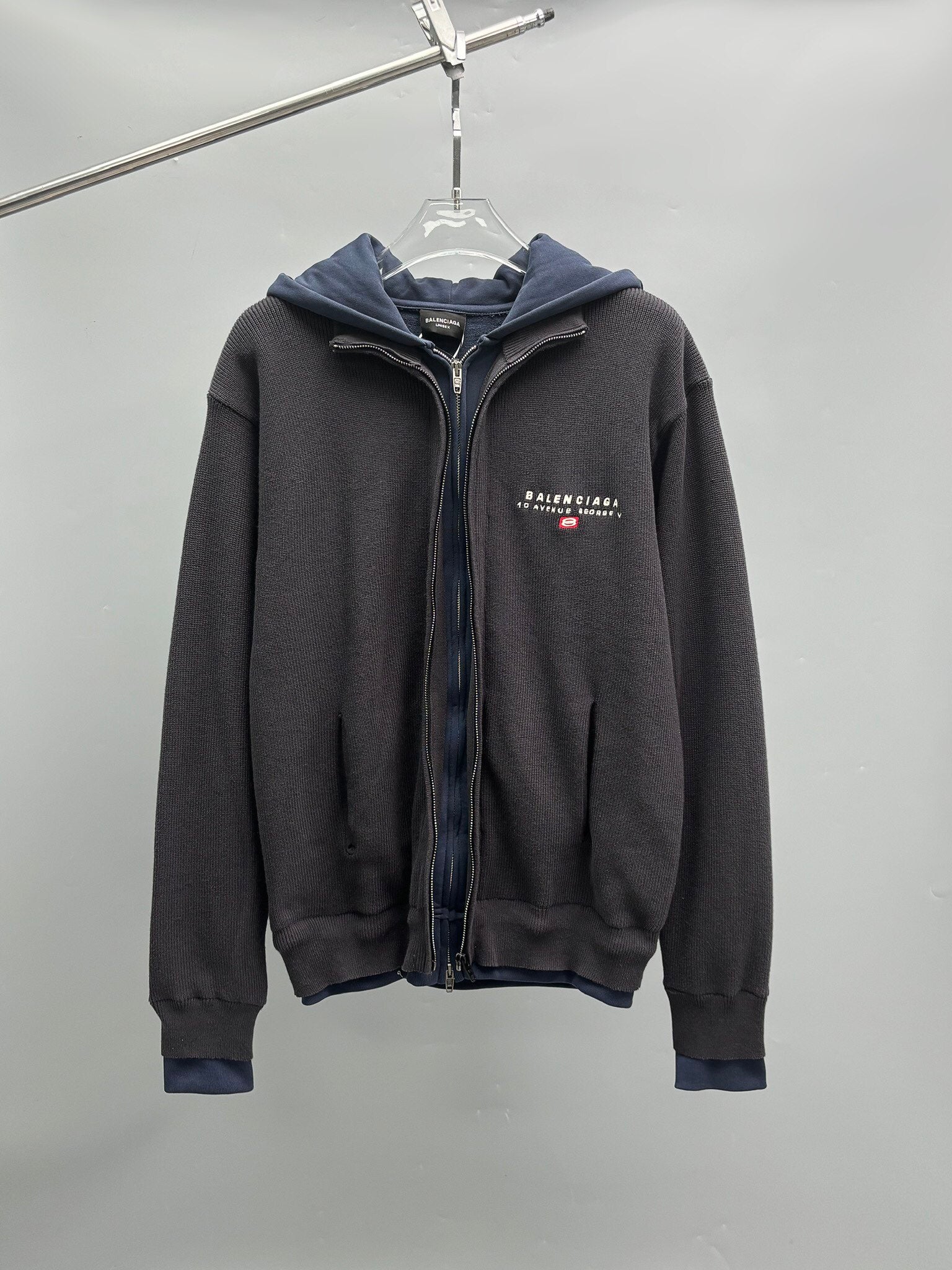 BALENCIAGA Men's Hybrid Zip-Up Cardigan "Black"