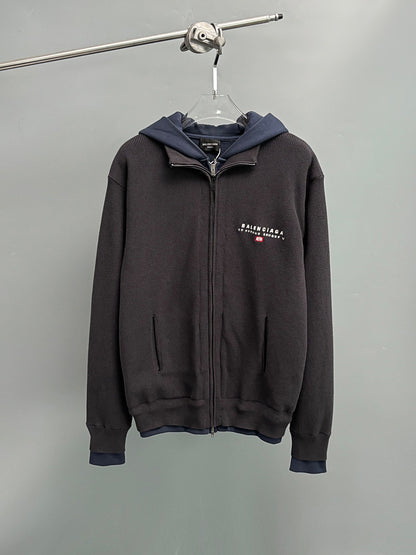 BALENCIAGA Men's Hybrid Zip-Up Cardigan "Black"