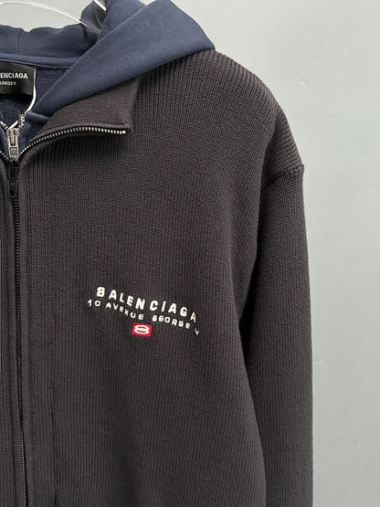 BALENCIAGA Men's Hybrid Zip-Up Cardigan "Black"