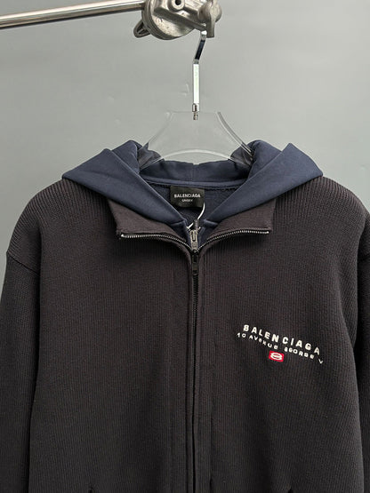 BALENCIAGA Men's Hybrid Zip-Up Cardigan "Black"