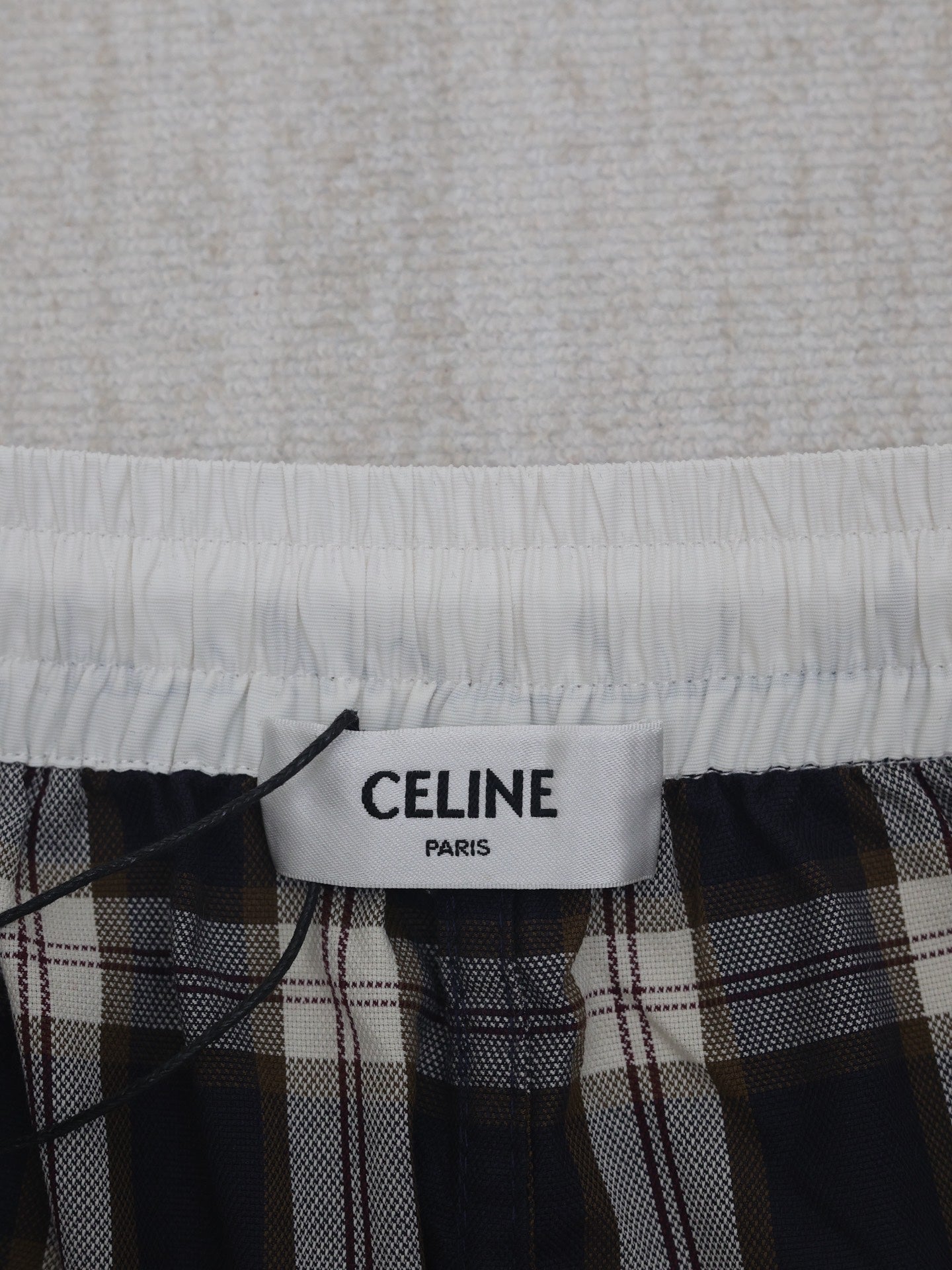 CELINE MINI SHORTS IN CHECKED PANAMA